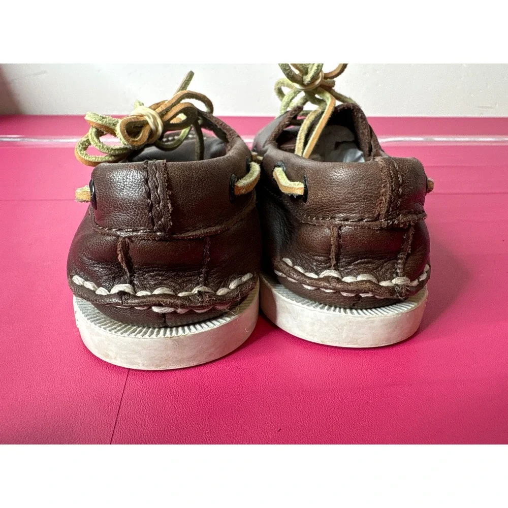 Sperry Boys Authentic Original Brown Leather Boat Shoes 12.5M Preppy Nautical