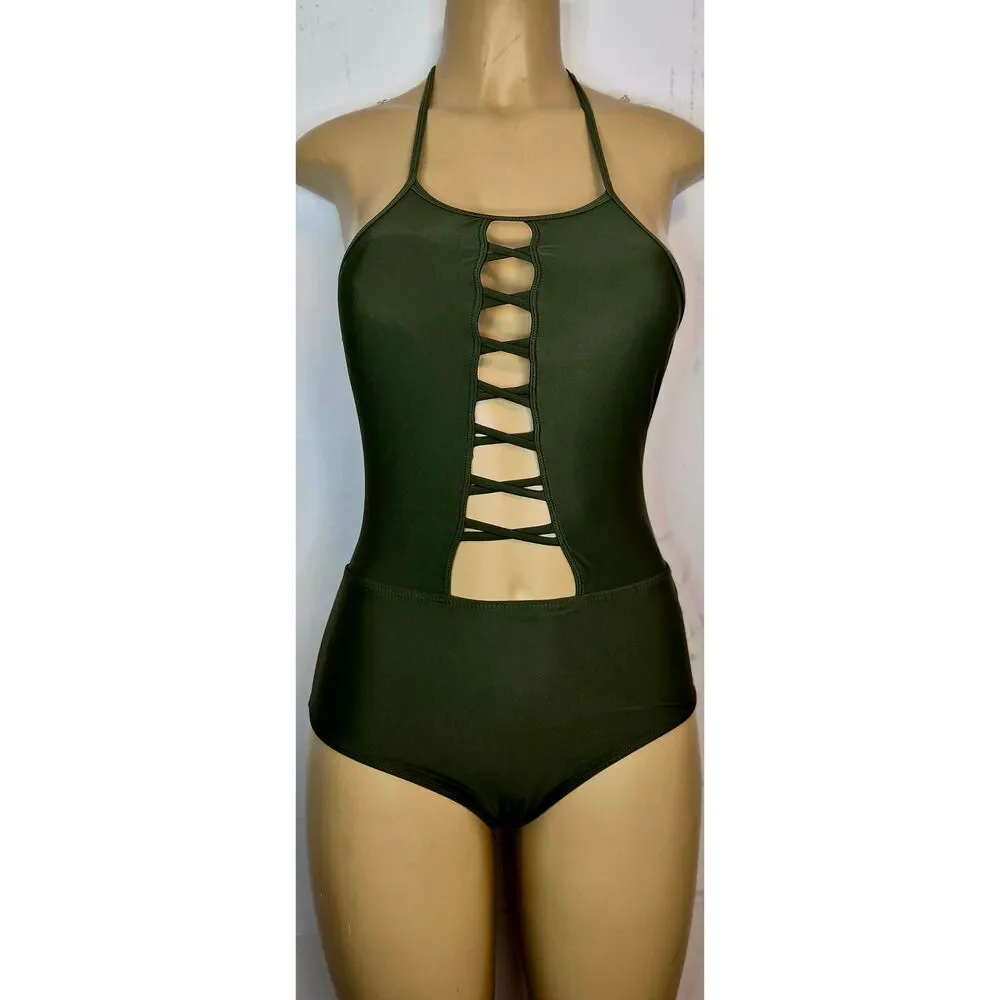 One piece swimsuit green one