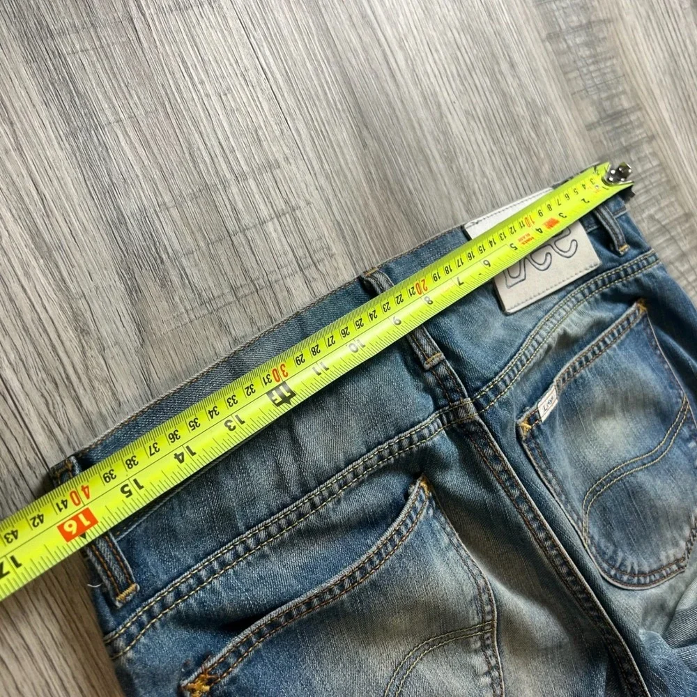Lee Zed Jeans Mens 32x32 Blue Distressed Straight Leg Denim Medium Wash Cotton