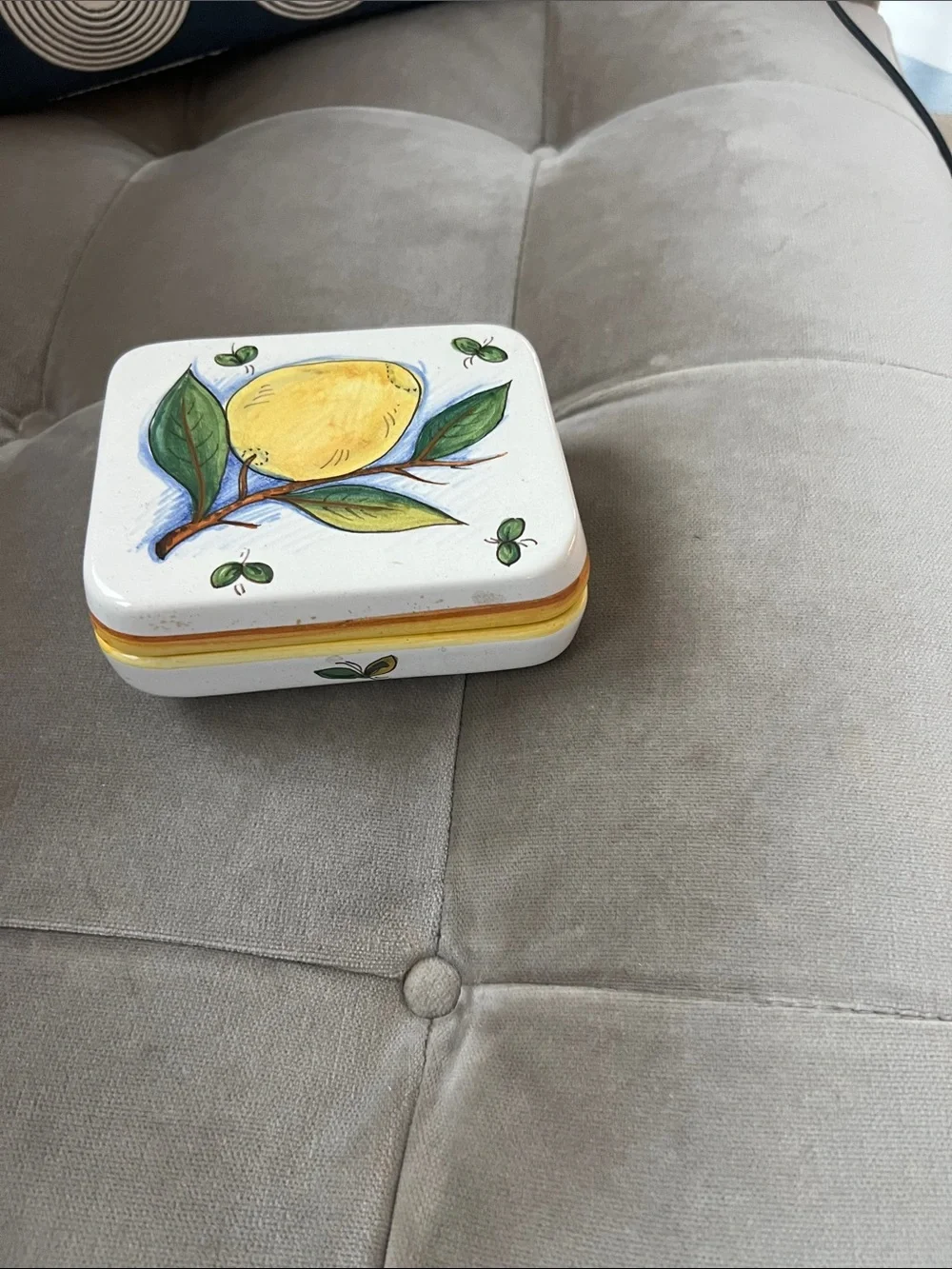 Hand-Painted Lemon Ceramic Trinket Box