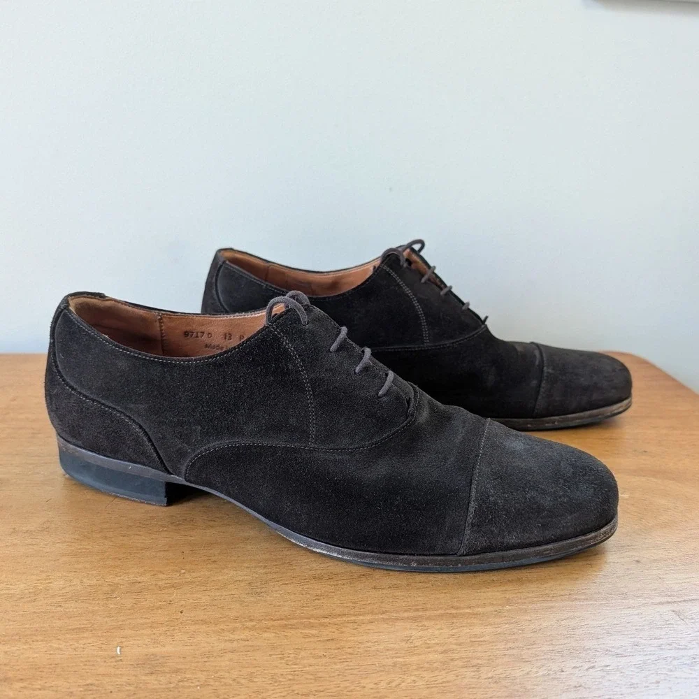 Wolf & Shepherd Closer Cap Toe Oxford Brown Suede Dress Shoes 9717 D 13 P