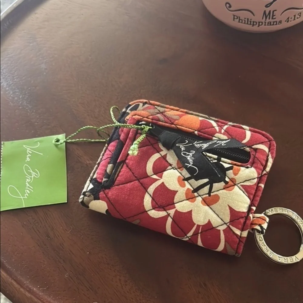Vera Bradley Bittersweet Red and White Key Card Holder