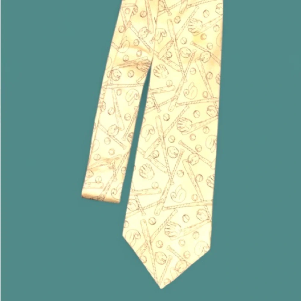 Perry Ellis Tie 100% Silk Boys‎ Baseball Sports 50” Yellow