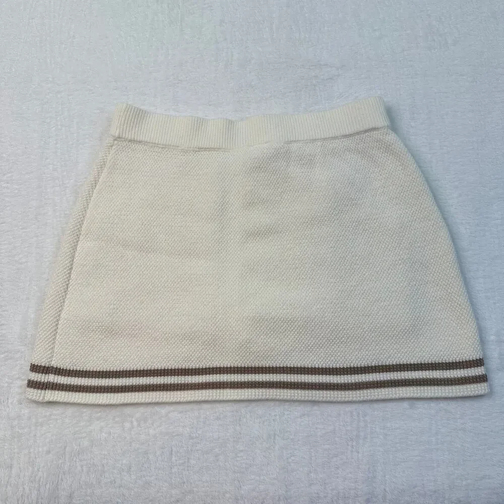 Alo Tennis Club Sweater Knit Skirt Size Small NWOT Ivory / Gravel Hidden Shorts