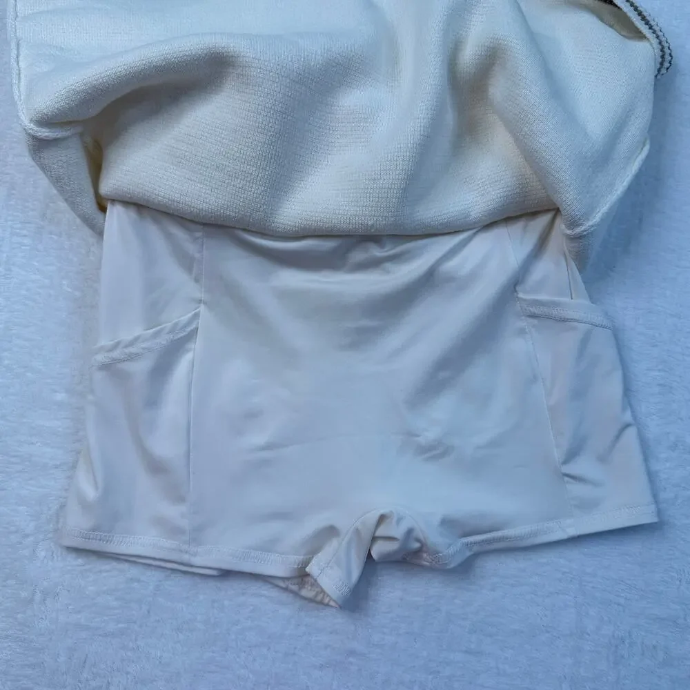 Alo Tennis Club Sweater Knit Skirt Size Small NWOT Ivory / Gravel Hidden Shorts