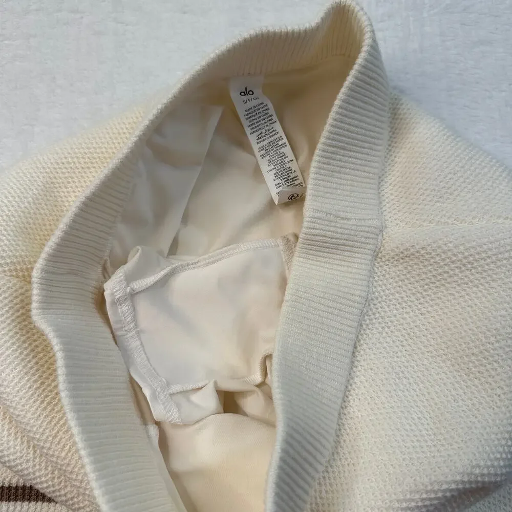 Alo Tennis Club Sweater Knit Skirt Size Small NWOT Ivory / Gravel Hidden Shorts