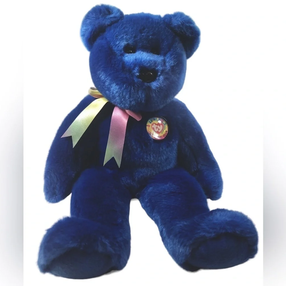 TY Beanie Buddy Clubby the Royal Blue TY Club Bear 14” 90’s Y2K Collectible NWOT