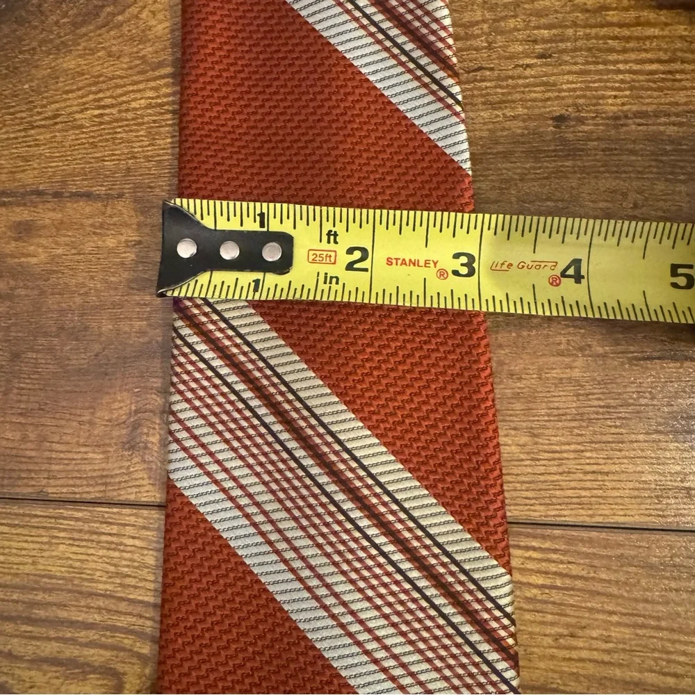 Aristo-Craft Vintage Wide Blade Tie Burnt Orange Stripe Retro 70s Mens Necktie‎