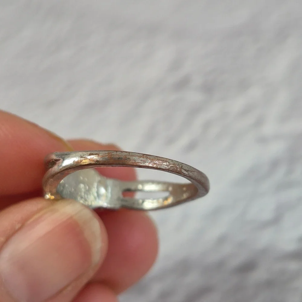 Silver Tone Faux Pearl Rhinestone Split Shank Cocktail Ring Women Size 9