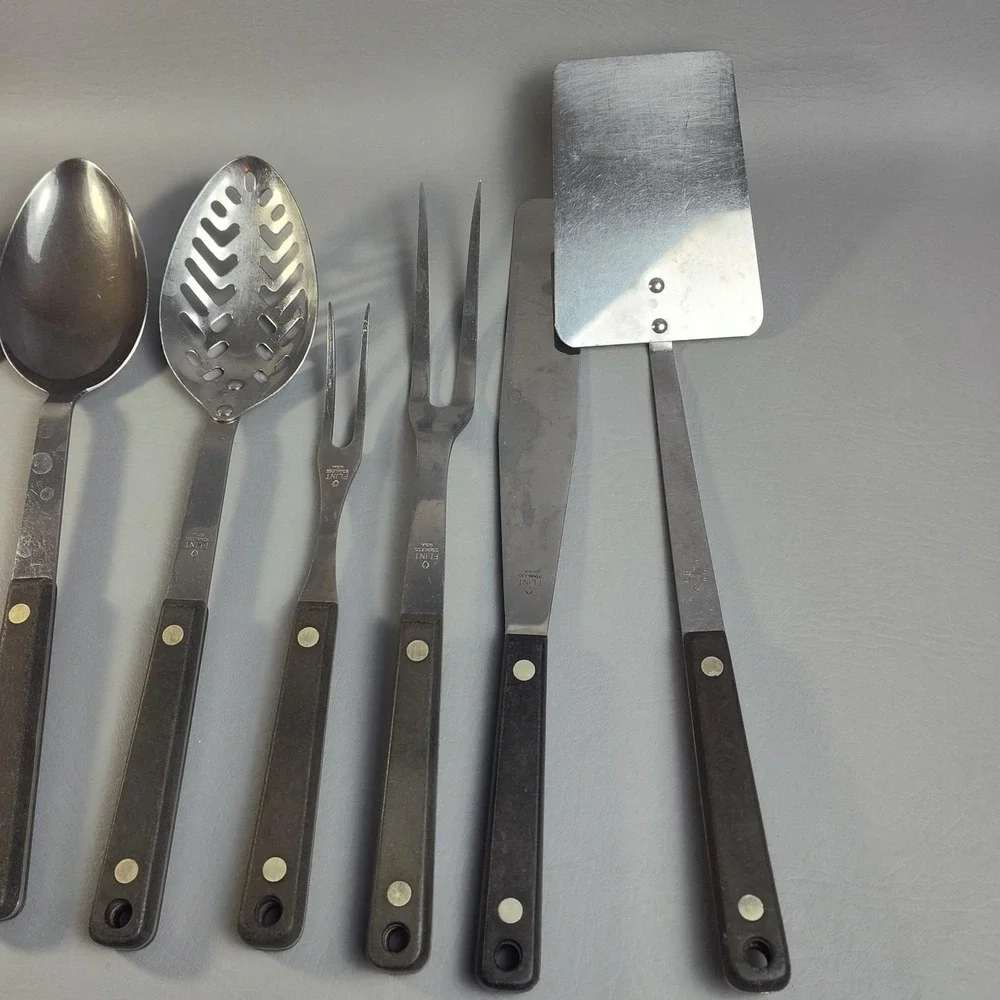 Vintage FLINT ARROWHEAD Stainless Steel Utensils SET Of 8 USA Spatula Spoons