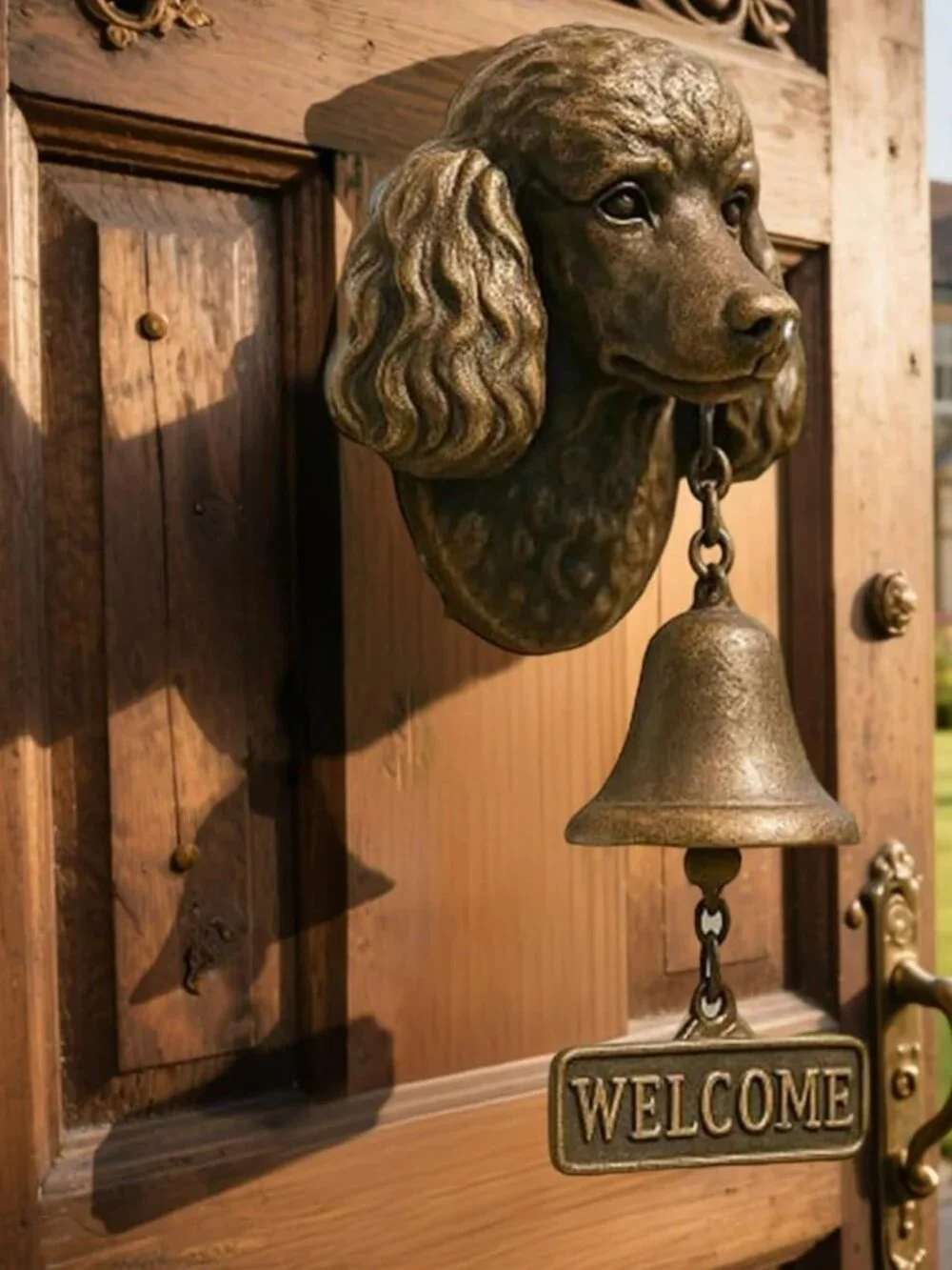 Poodle Welcome Doorbell Wall Mount Metal Bell for Inside or Outside