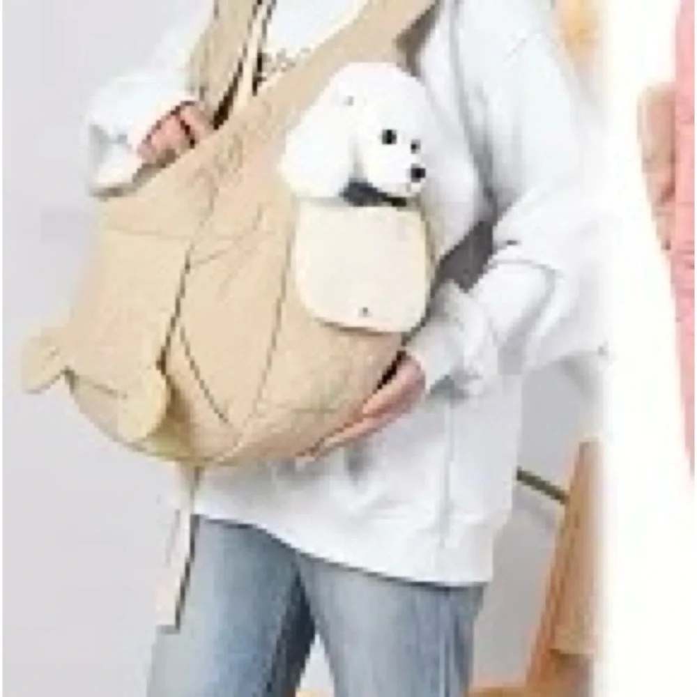 Lightweight Quilted Beige Small Pet Carrier sling Bag with Padded Interior