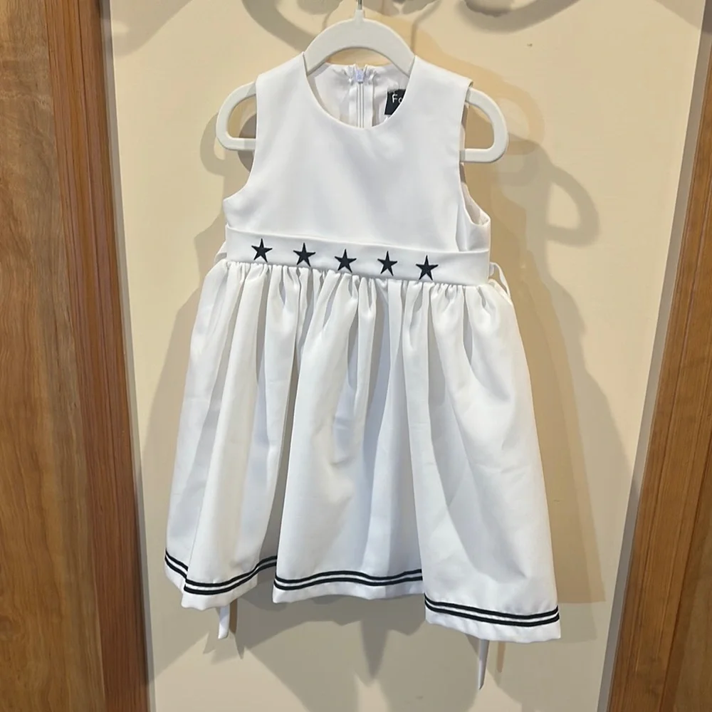 White Sleeveless A-Line Dress with Pleated Embellishments