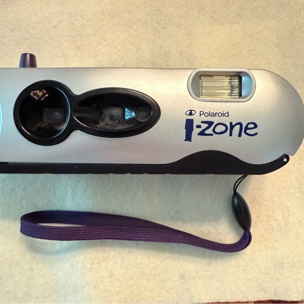 Polaroid i-Zone Silver and Black Camera with Purple Strap
