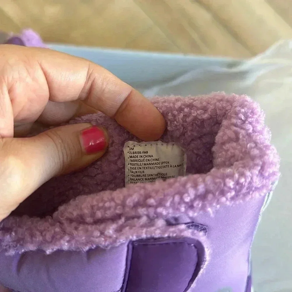 New in Box ZELLA Quilted Fleece Lined Winter Snow & Rain Boot Purple Big Kid 3