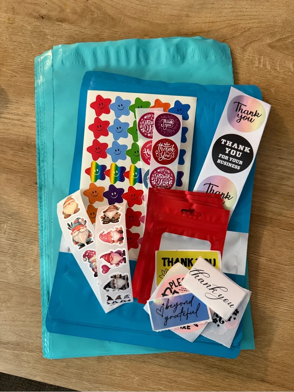 Shipping Supplies Bundle of Poly Mailers + Thank You Stickers + Packaging Extras