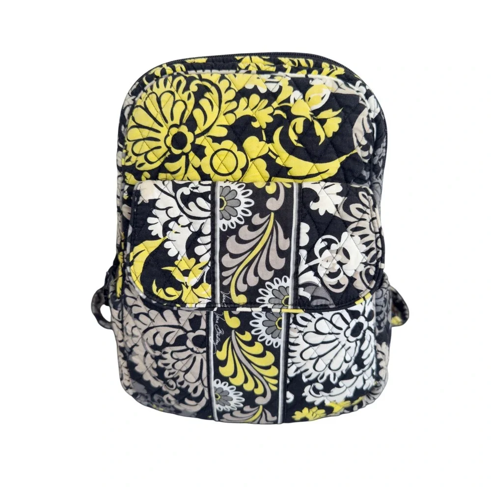 Vera Bradley Backpack Retired Baroque Yellow Black‎ Quilted Cotton Bag