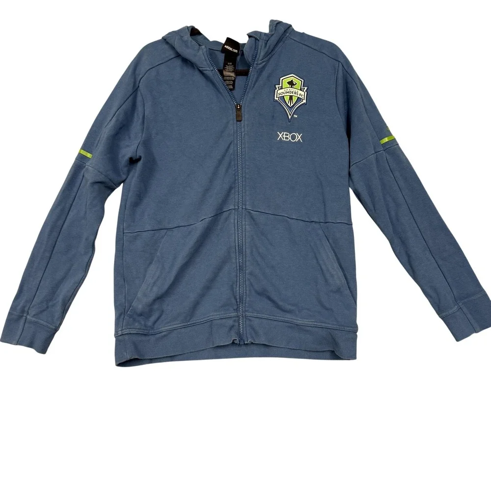 Seattle Sounders FC Sweatshirt Youth Large Boys‎ Blue MLS Soccer Full Zip Adidas