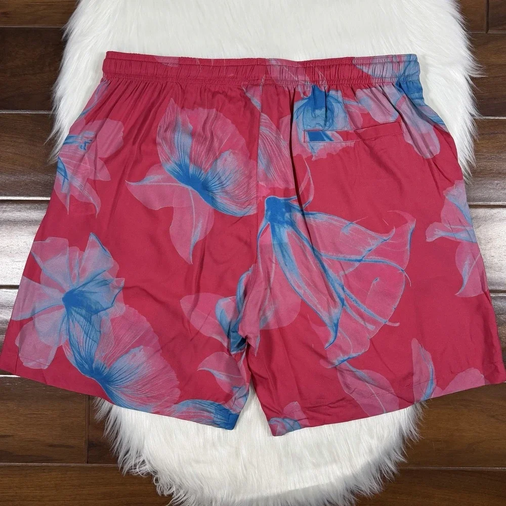 Armani Exchange Men's Size 34 Pink Tropical Floral Viscose Drawstring Shorts