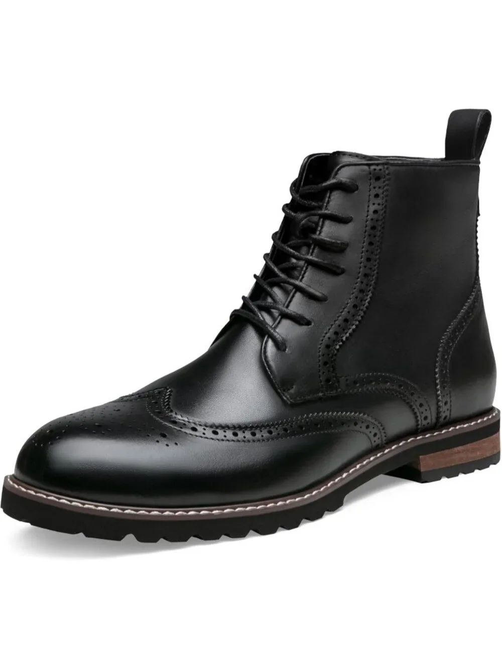 Men's Black Boots Premium Leather Cap Toe Casual Boots Chukka Dress Boots