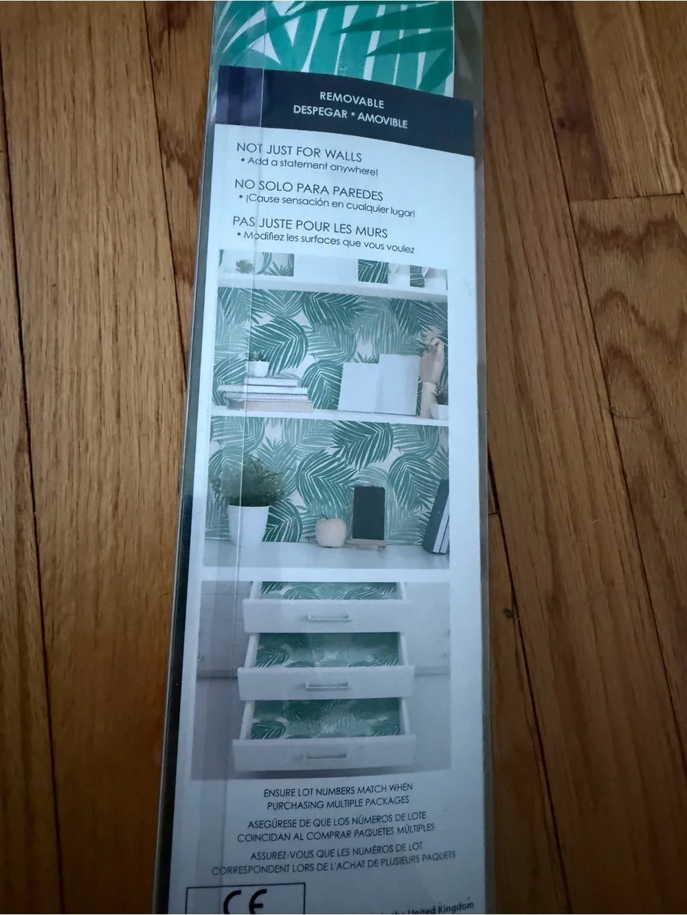 Packed Party Stay Teal Palm Leaf Peel & Stick Wallpaper white tropical pattern
