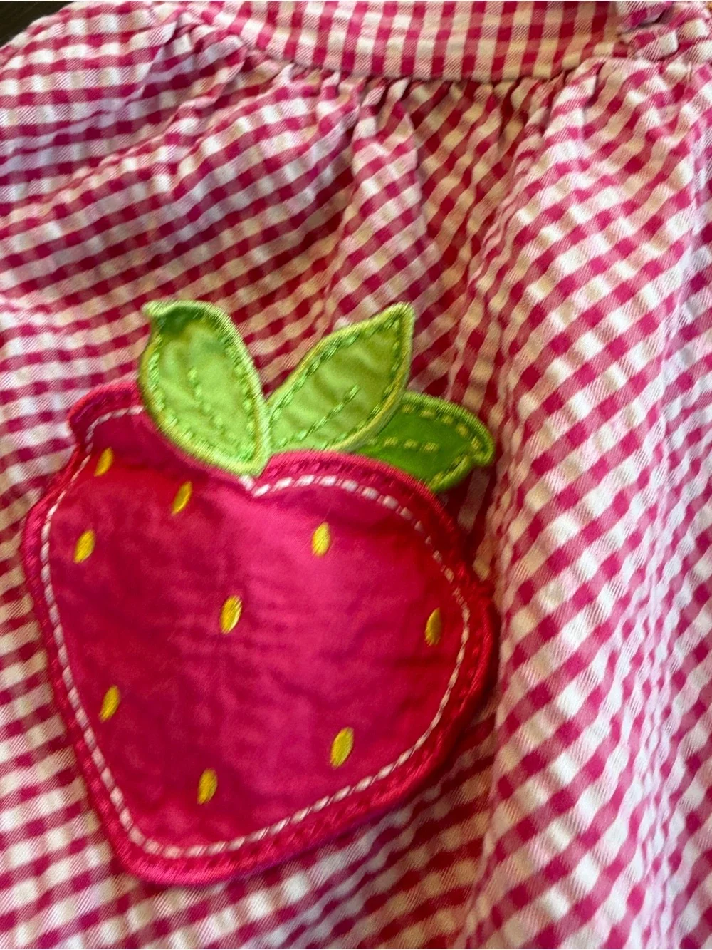 Blueberi Boulevard Pink Gingham Strawberry Pocket Sundress Sz 3T
