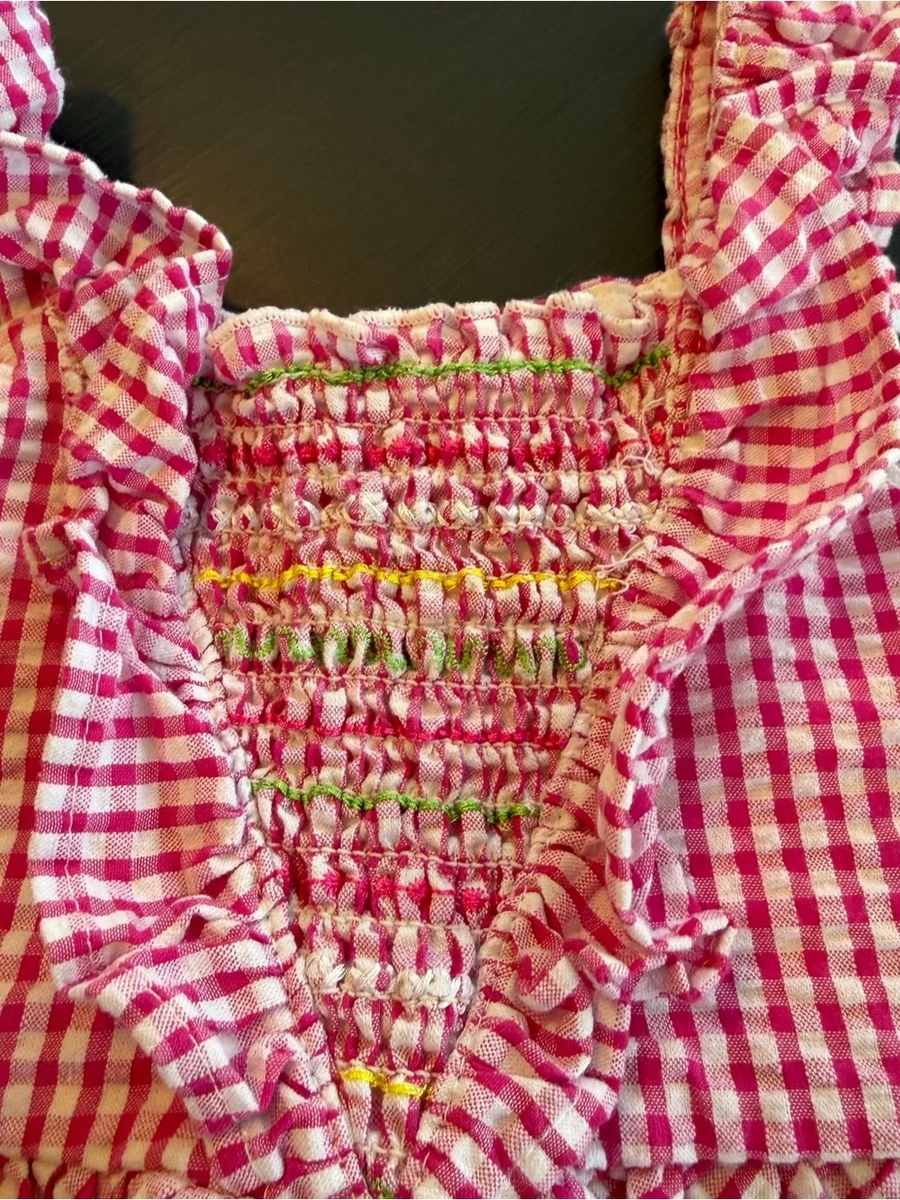 Blueberi Boulevard Pink Gingham Strawberry Pocket Sundress Sz 3T
