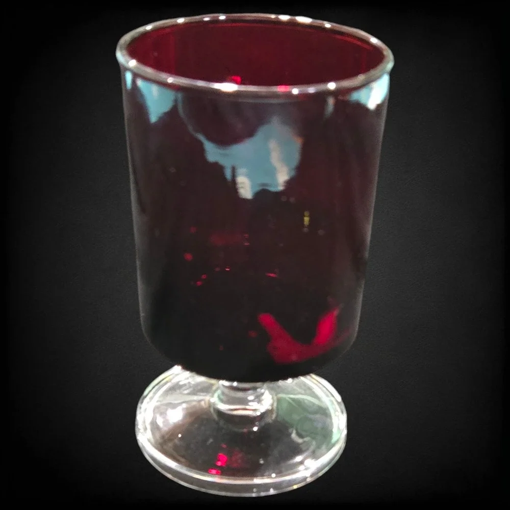 70s Vintage Dark Red Arcoroc Luminarc France Stem Cocktail Cordial Glass 8 Oz