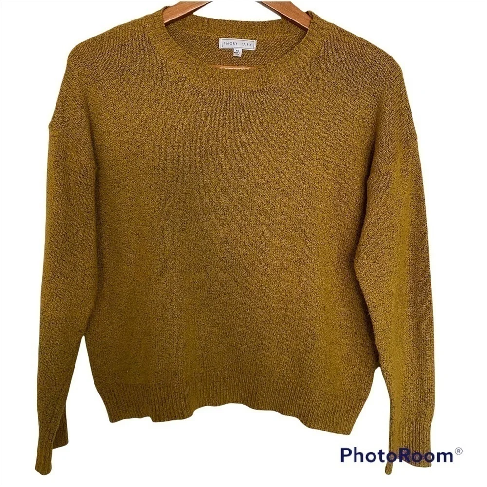 Emory Park Raz Slouchy Crew Neck Pullover Mustard Sweater, Size X Small