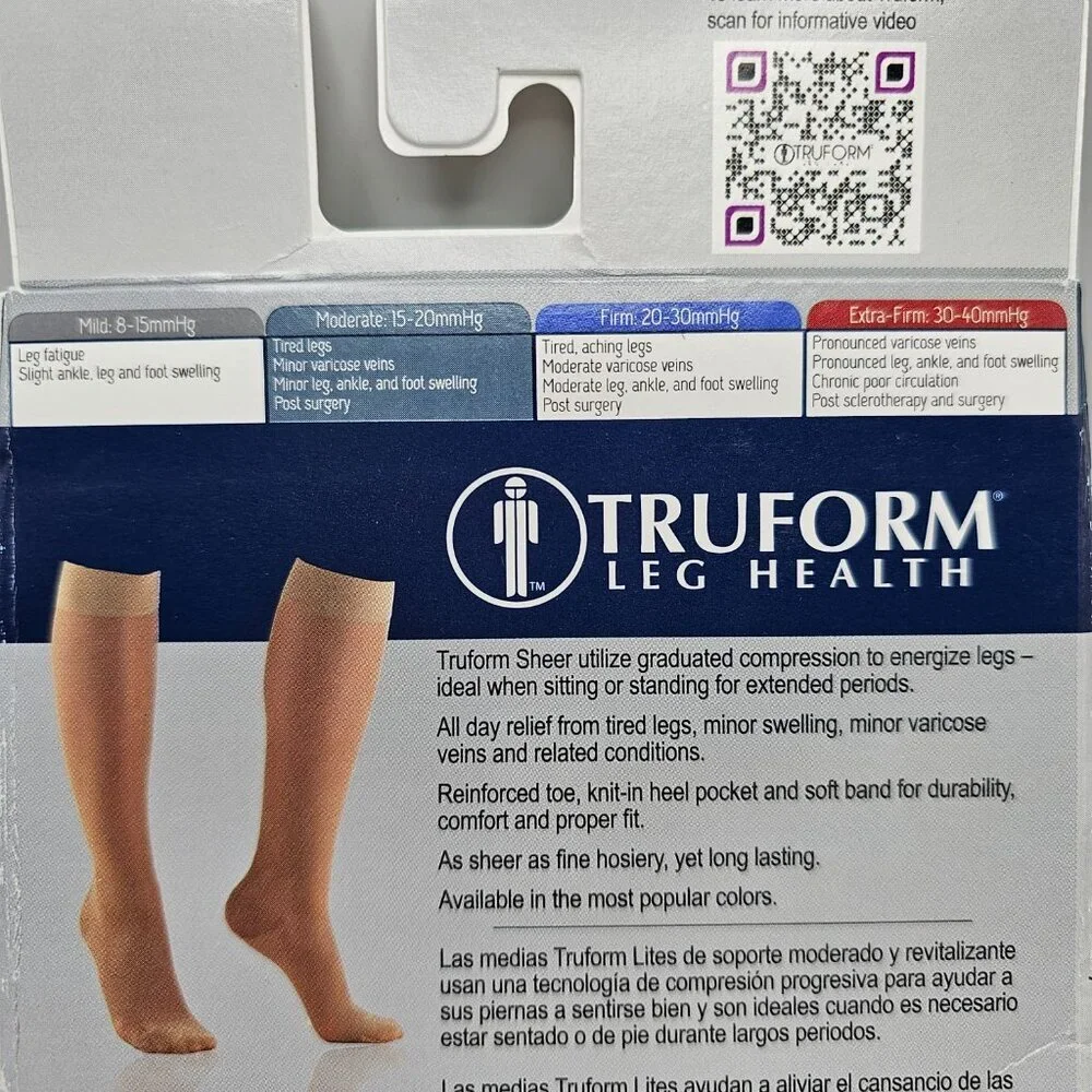 NWT Women's TRUFORM Lites Sheer Knee High Stocking‎ 15-20 mmHg (Beige) Medium