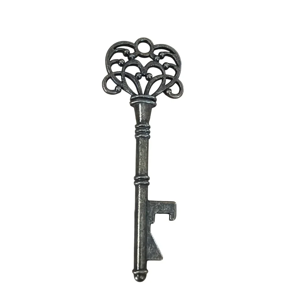 Antique Bronze Tone Skeleton Key Bottle Opener Victorian Filigree Heart Gothic