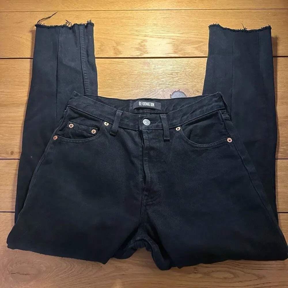Reformation x Levi’s repurposed jeans button fly black raw hem 26