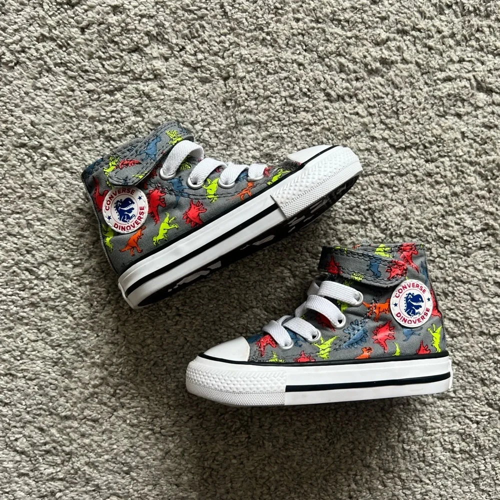 New Converse Chuck Taylor Dinoverse Baby Toddler Size 4 Dinosaur Dino High Tops
