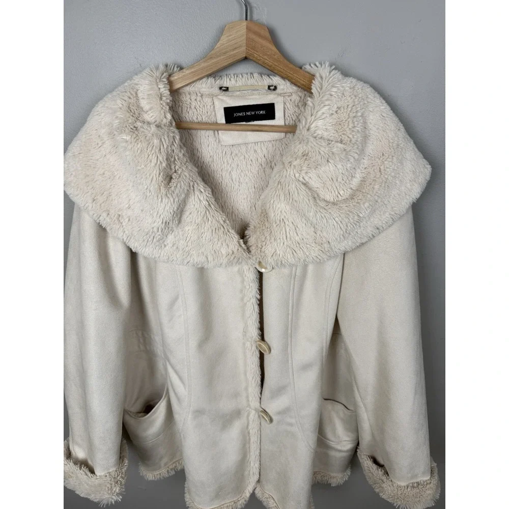 Jones New York Penny Lane Coat Soft‎ Cozy Faux-Suede Shearling Cottagecore XXL