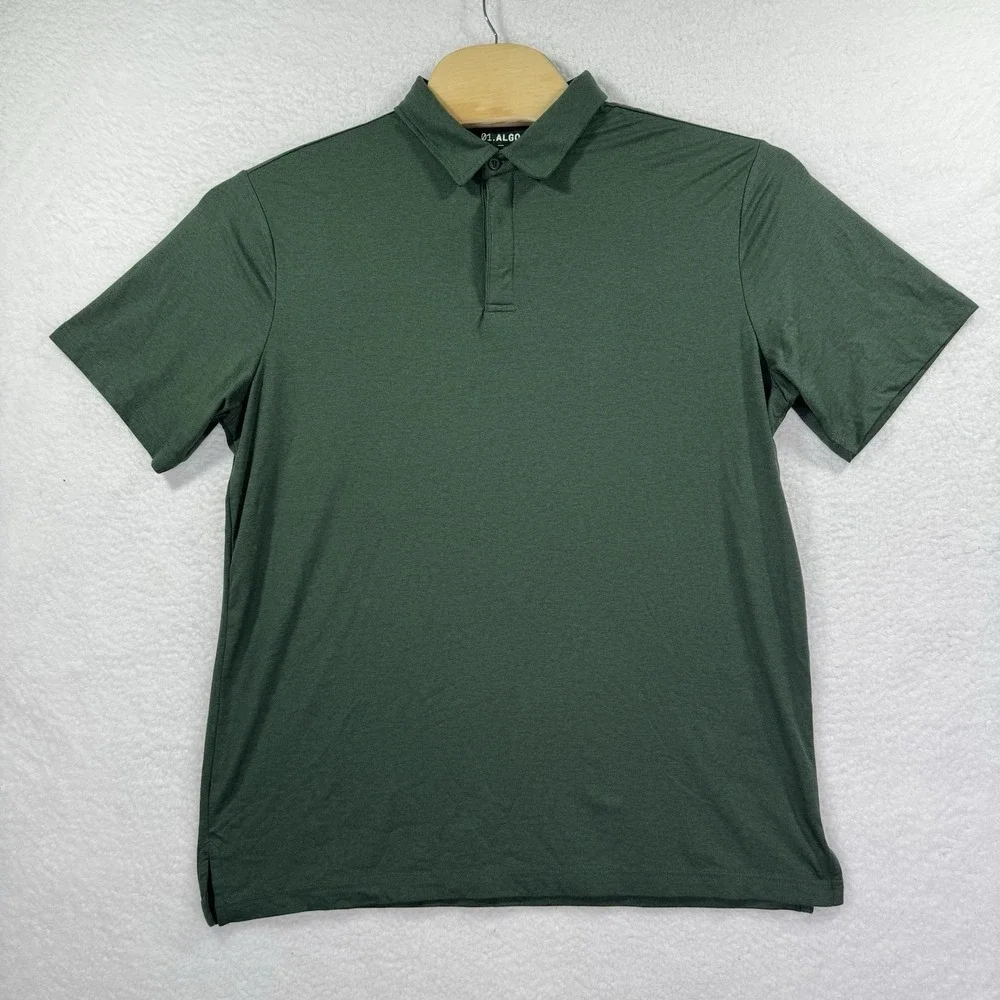 01 Algo Shirt Mens XL Green Performance Polo Golf SPF 40 Quick Dry Moisture Wick