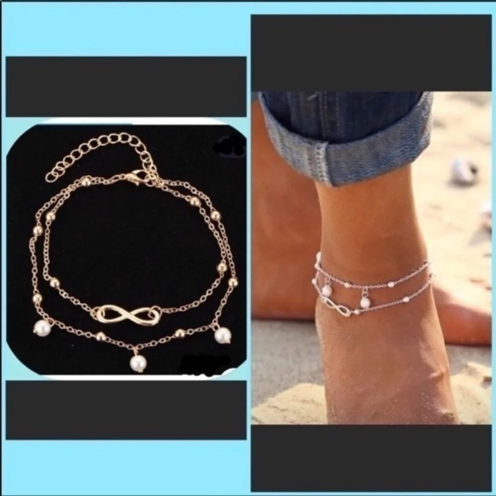 Multilayered ankle bracelet