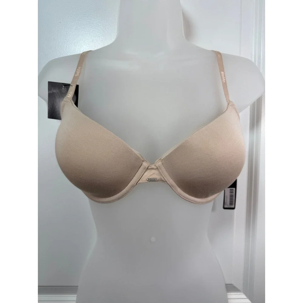 NWT BeMe New York Womens Nude T-Shirt Demi‎ Bra 34D Underwire Loungewear Neutral