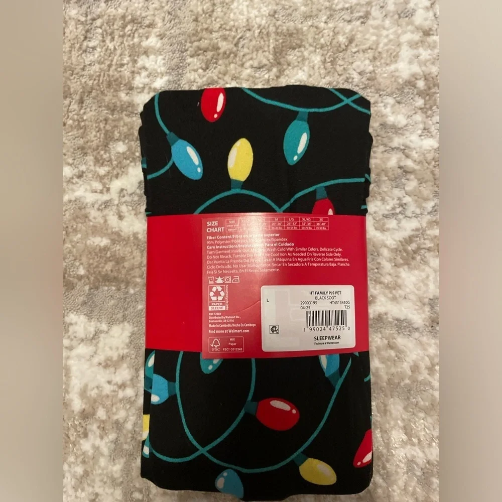 Holiday Time Pet Pajamas with Festive lights Pattern size L-NWT