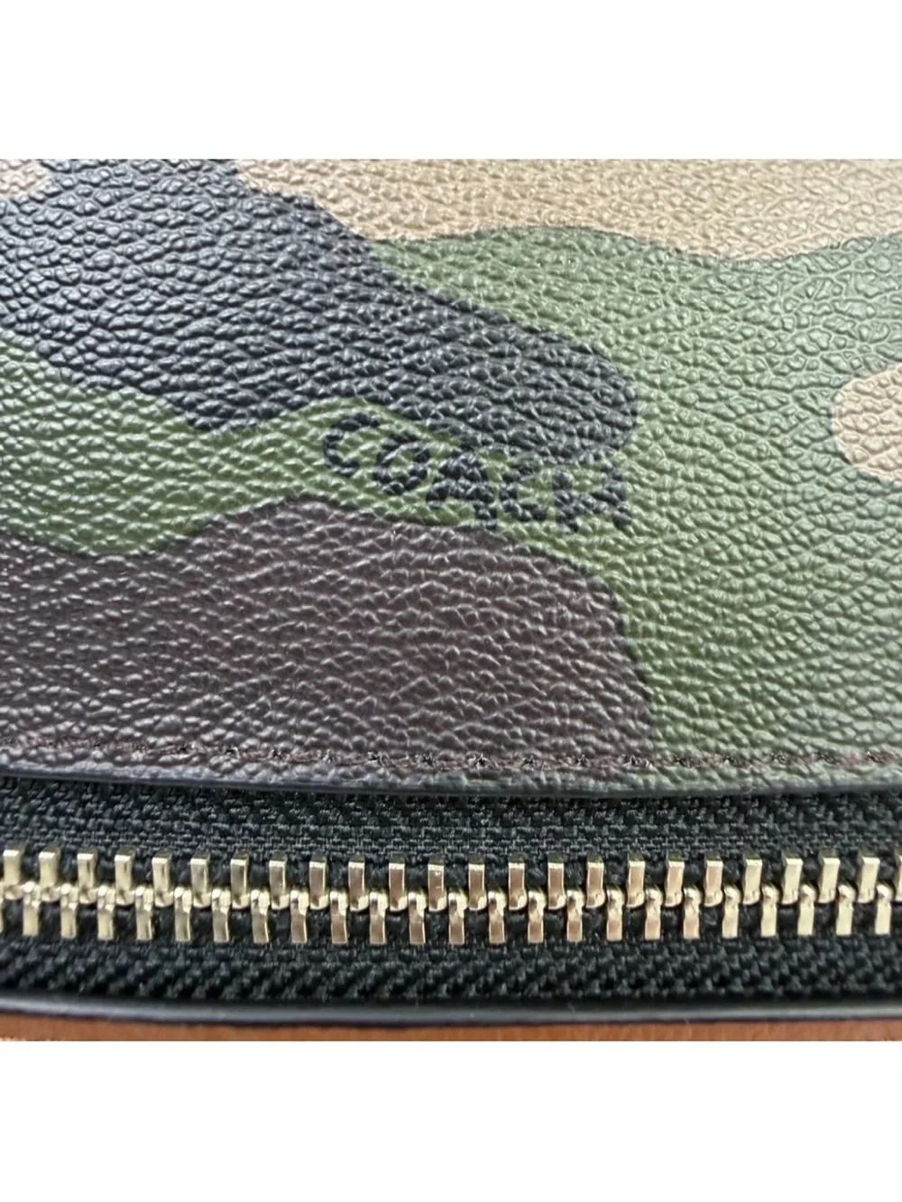 Coach Camouflage Foldover Crossbody Tote Bag Brown Leather Utility Unisex