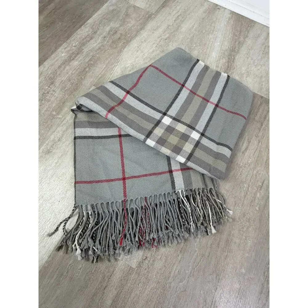 Pottery Barn Gray Plaid Throw Blanket