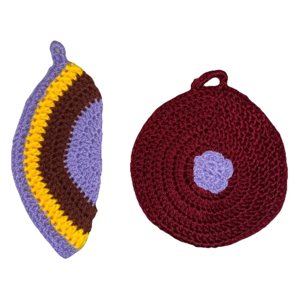 Handmade Trivet Hot Pad Pot Holder Crochet Decor Handmade (2) NEW