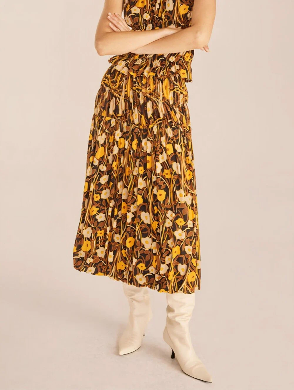 Rebecca Taylor NWT Daphne Fleur Mesh Floral Midi Skirt