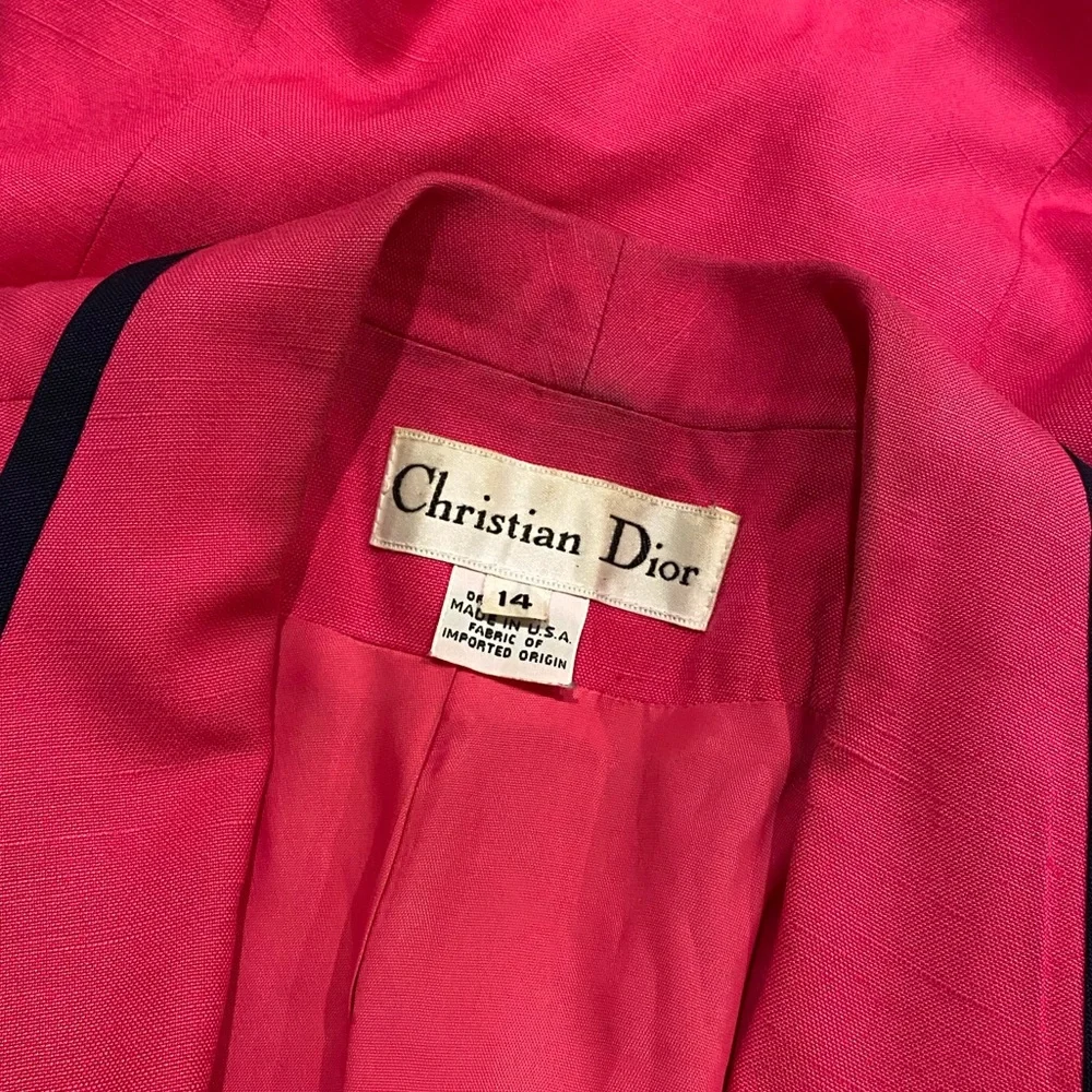 Christian Dior Vintage Blazer in Pink and Navy Size 14