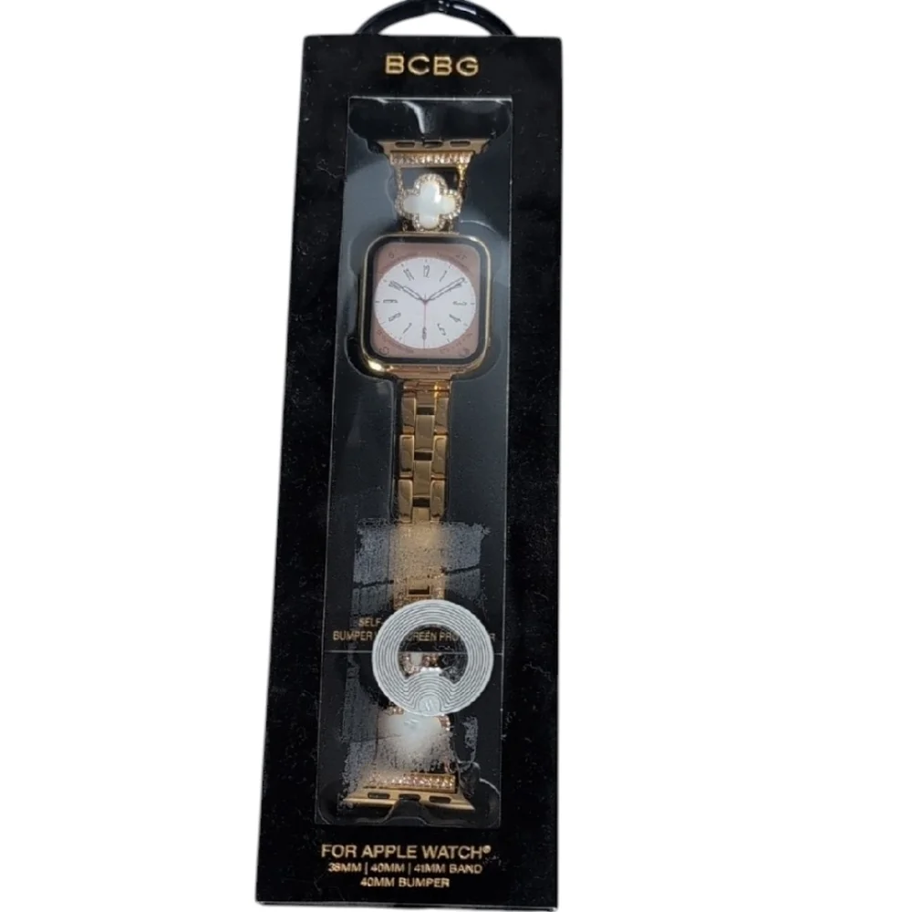 BCBG Gold Tone Clover Apple Watch Band Adjustable 38/40/41 MM