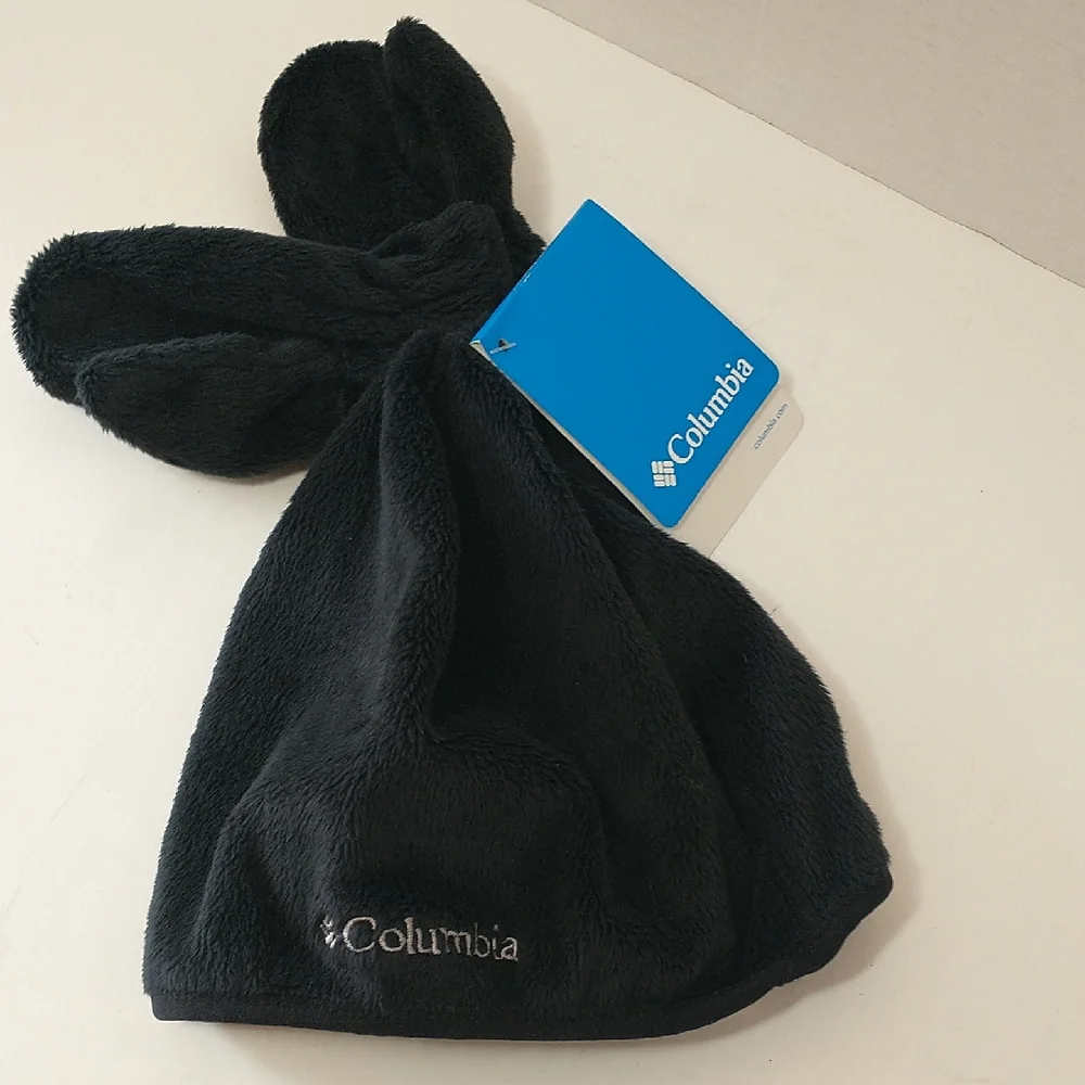 NWT‎ Columbia Hat And Mitten Set, Black And Gray, Toddler Size One Fits All