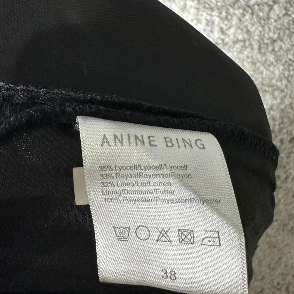 Anine Bing Pants Womens 38 Black Linen Blend Wide Leg Dress Trousers Work‎