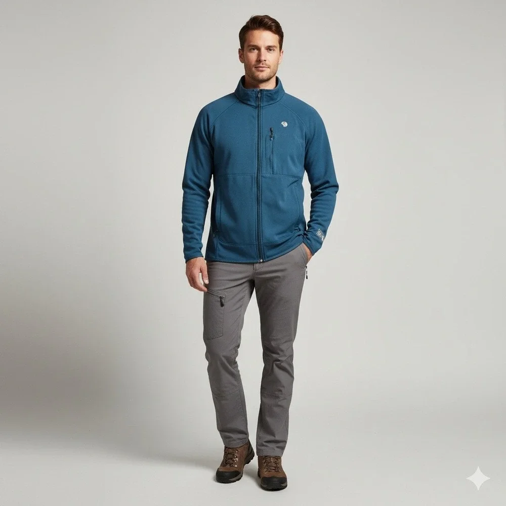 Mountain Hardwear Men's Fleece Jacket Blue Full Zip Size Large Outdoor