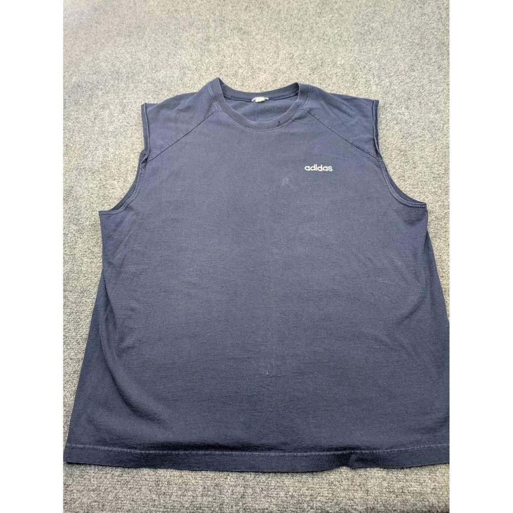 Adidas Shirt Mens Large Navy Sleeveless Muscle Tank‎ Athletic Gym Training