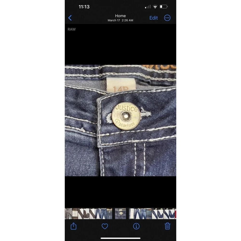 Justice Premium‎ Girls Denim Blue Jeans Simply Low Super Skinny Size 14R