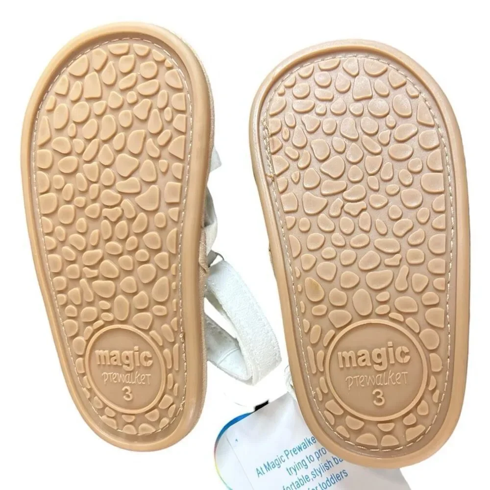 NEW Magic Prewalker Baby Sandals White Size 3 Soft Sole Toddler Shoes
